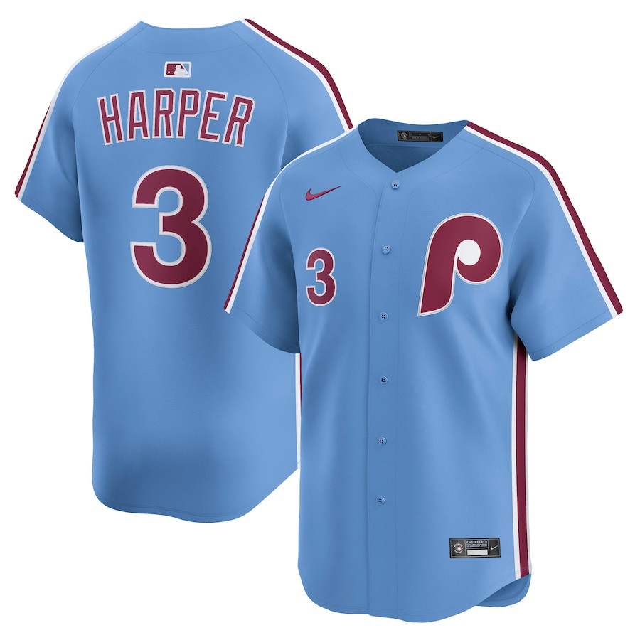 Bryce Harper 3 Philadelphia Phillies Alternate Limited Player Light Blue MLB Jersey Men's