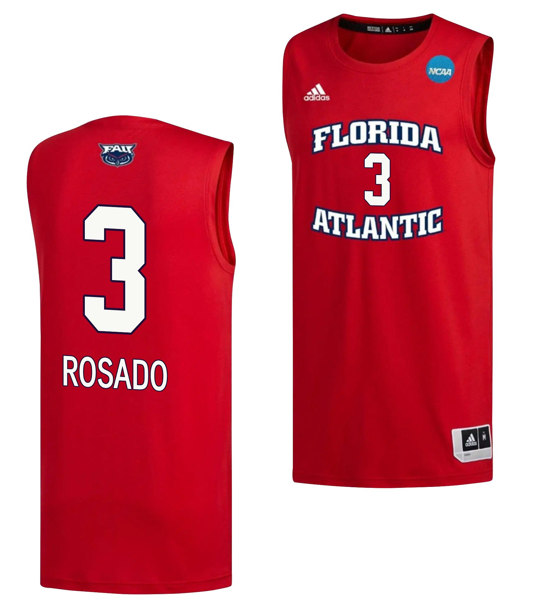 Giancarlo Rosado 3 FAU Owls 2023 March Madness- Red NCAA Jersey Men's