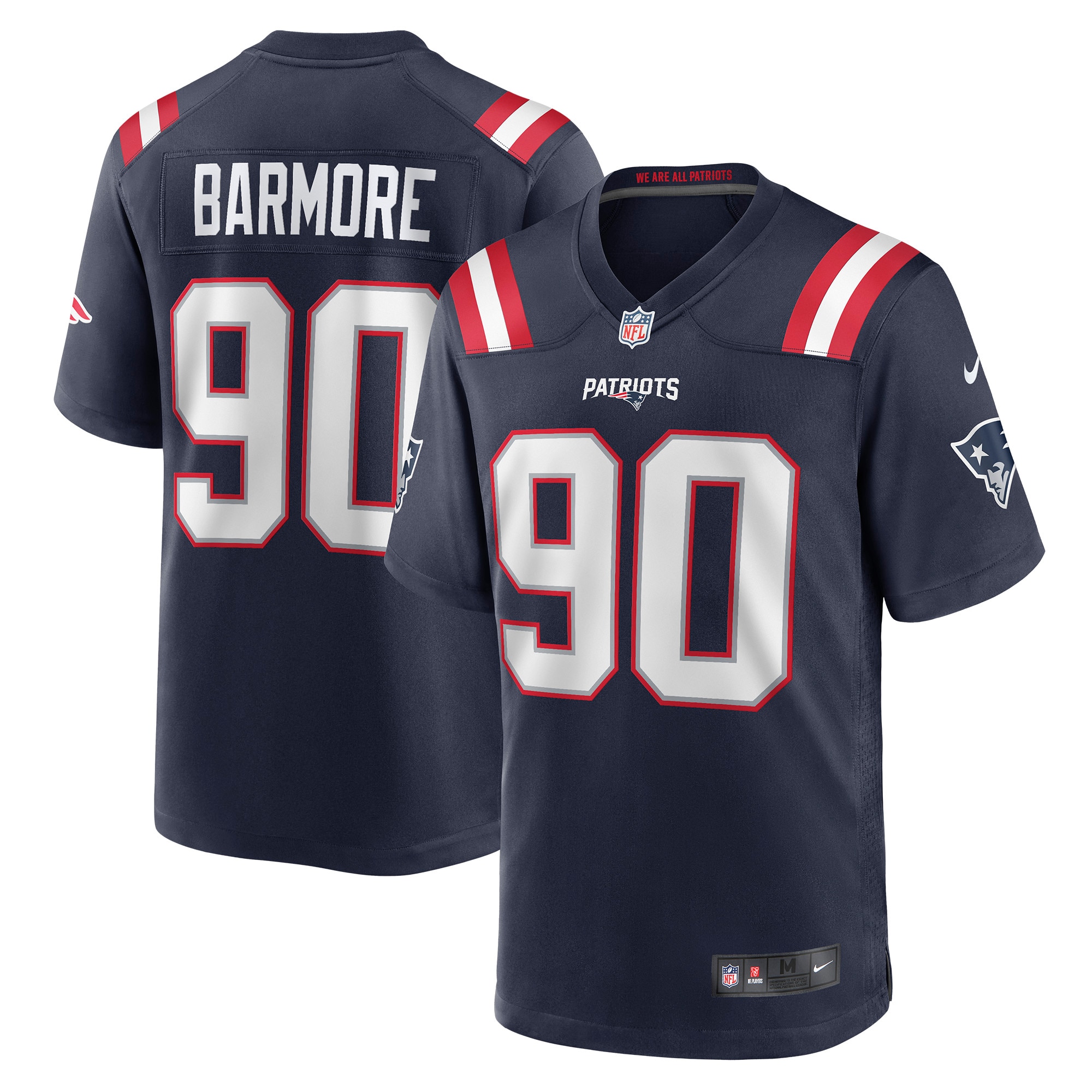 New England Patriots Christian Barmore Navy Player Game NFL Jersey Men's