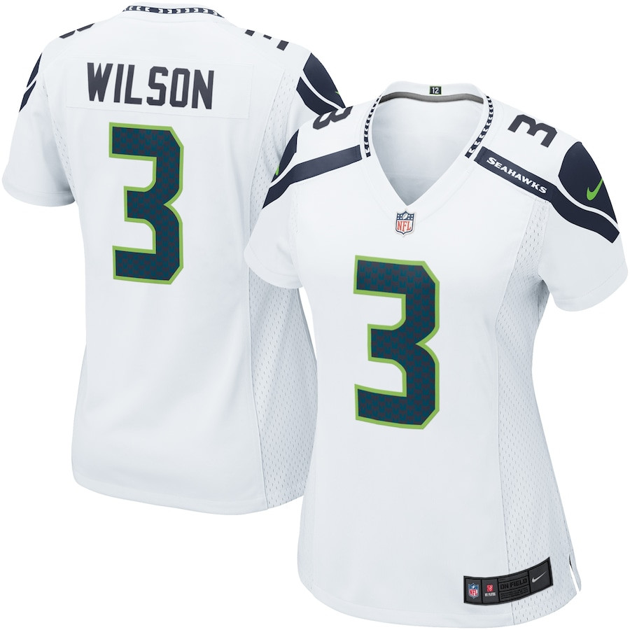 Russell Wilson 3 Seattle Seahawks Game White NFL Jersey Women's