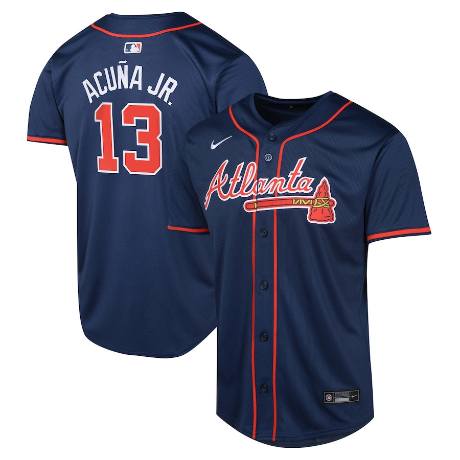 Ronald Acu?a Jr. 13 Atlanta Braves Alternate Limited Navy MLB Jersey Youth