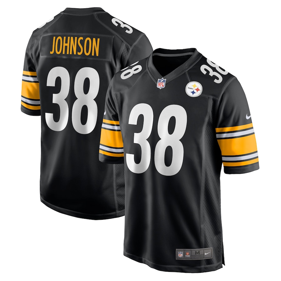 Caleb Johnson 38 Pittsburgh Steelers Game Black NFL Jersey Men's