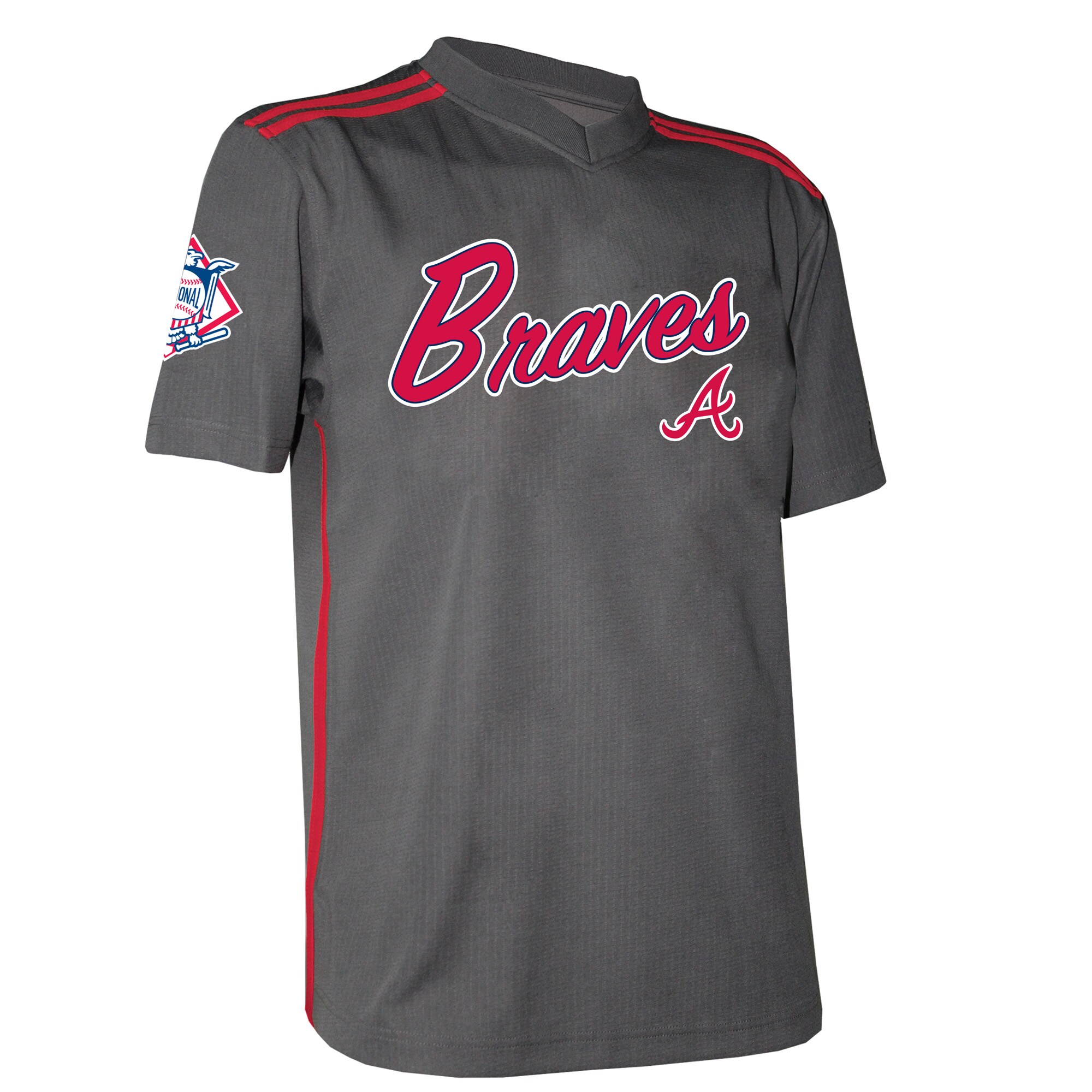 Atlanta Braves Stitches Charcoal Team V-Neck MLB Jersey Men's