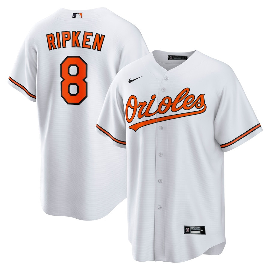 Cal Ripken Jr. 8 Baltimore Orioles Throwback Player White MLB Jersey Men's