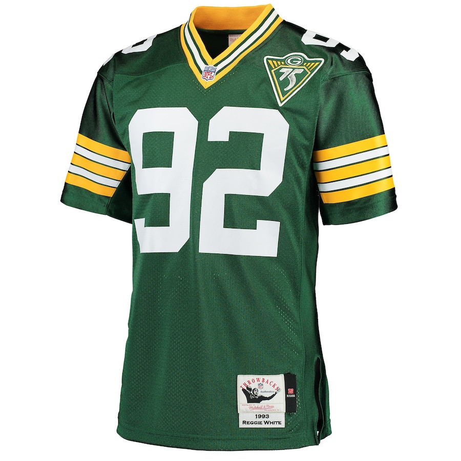 Reggie White 92 Green Green Bay Packers 1993 Throwback Game Green NFL Jersey Men's