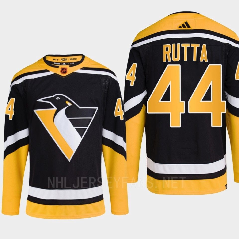Pittsburgh Penguins 2022 Reverse Retro 2.0 Jan Rutta 44 Black Primegreen NHL Jersey Men's