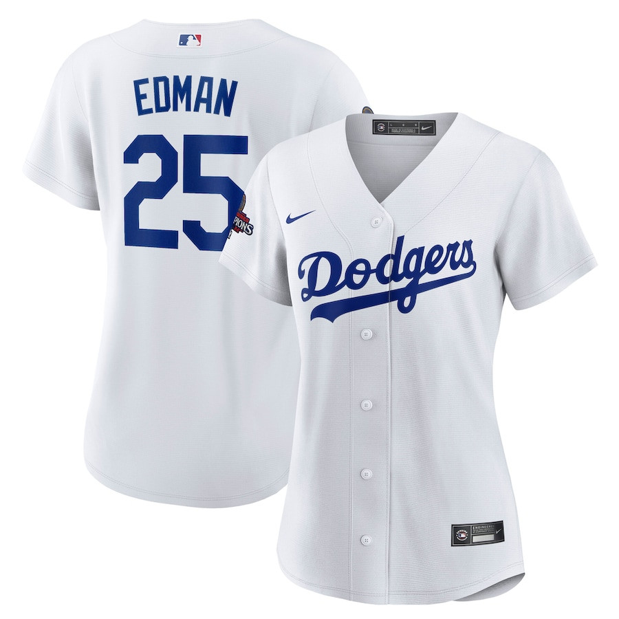 Tommy Edman 25 Los Angeles Dodgers 2024 World Series Champions Home Player White MLB Jersey Women's