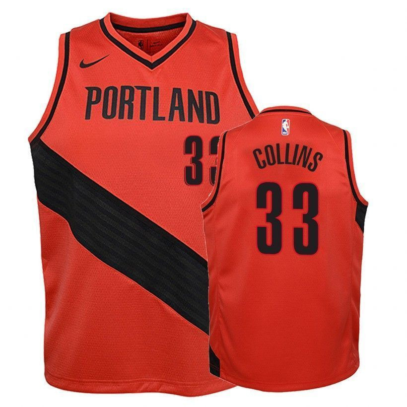 Blazers Zach Collins 33 Statet Red NBA Jersey Youth