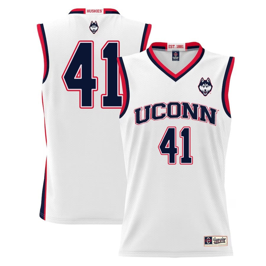 Emmett Hendry 41 UConn Huskies White NCAA Jersey Men's