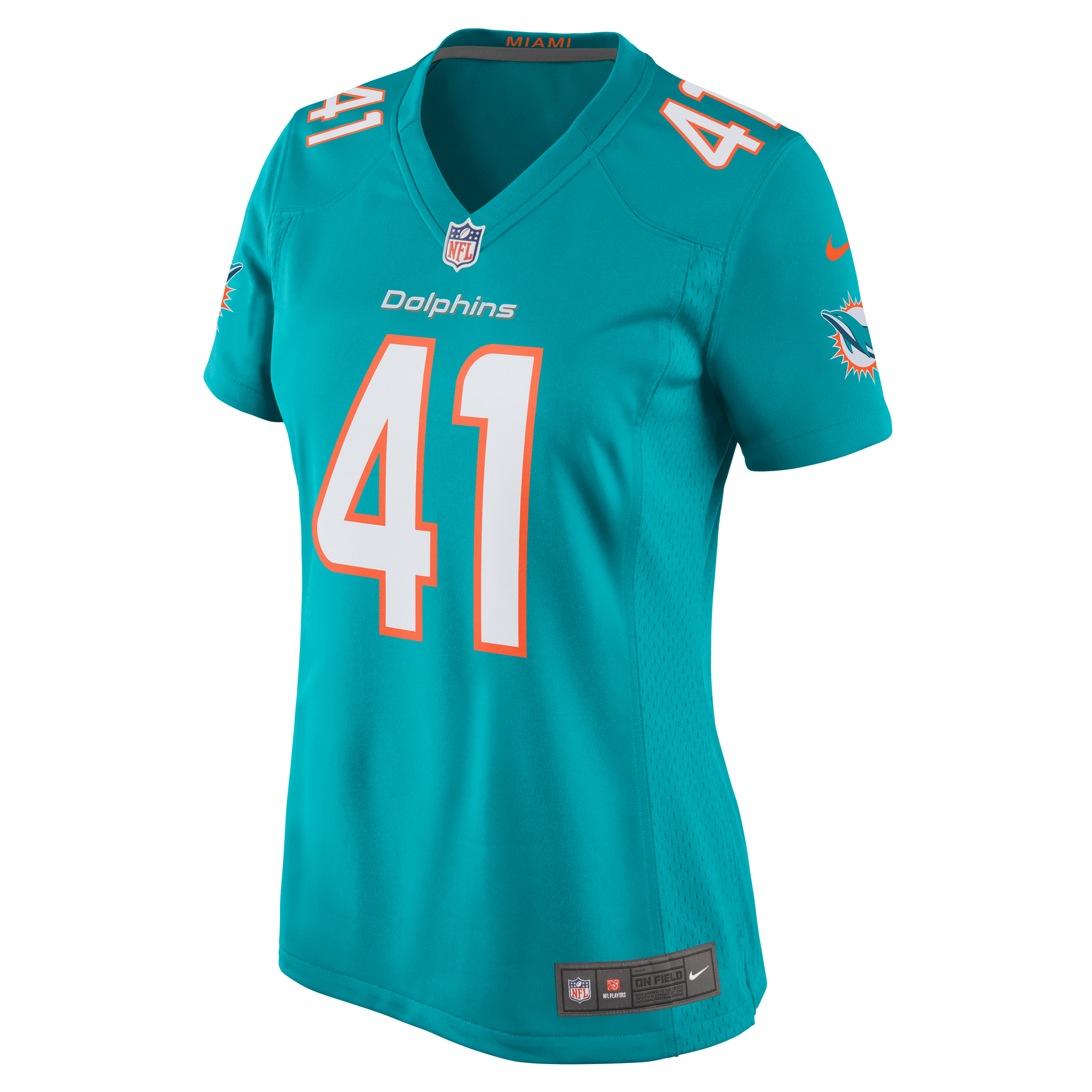 Miami Dolphins Channing Tindall Aqua Game Player NFL Jersey Women's