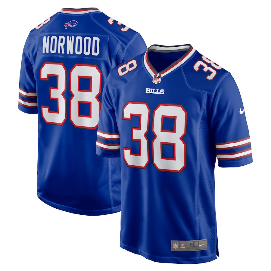 Tre Norwood 38 Buffalo Bills Team Game Royal NFL Jersey Men's