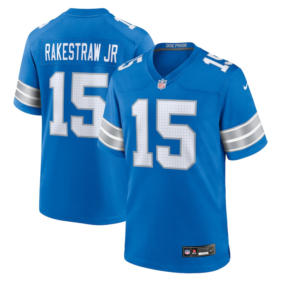 Ennis Rakestraw Jr. 15 Detroit Lions Team Game Blue NFL Jersey Men's