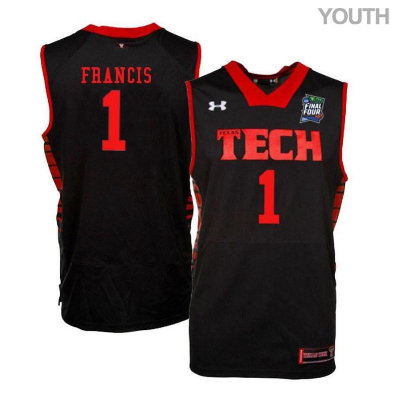 Under Armour 1 Brandone Francis Black Texas Tech Red Raiders NCAA Jersey Youth