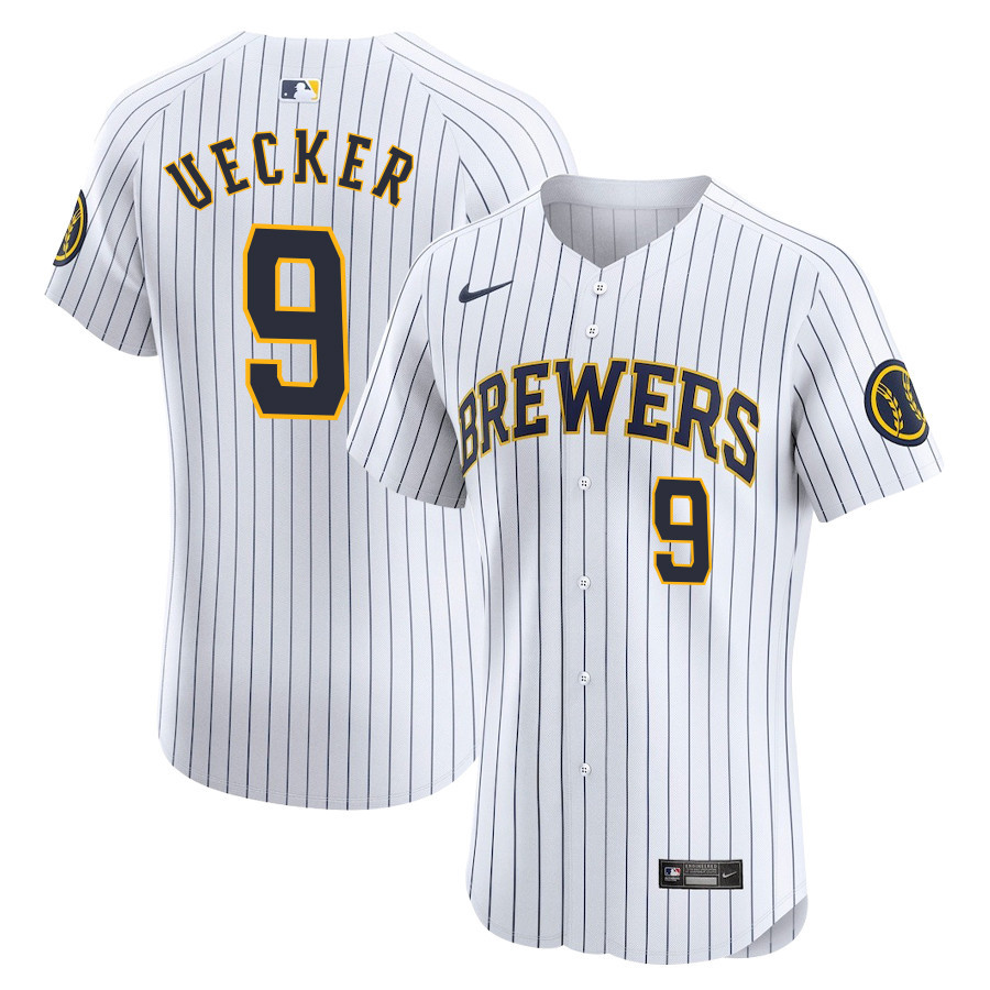 Bob Uecker #9 Milwaukee Brewers Alternate Alternate ELITE White MLB Jersey Men's