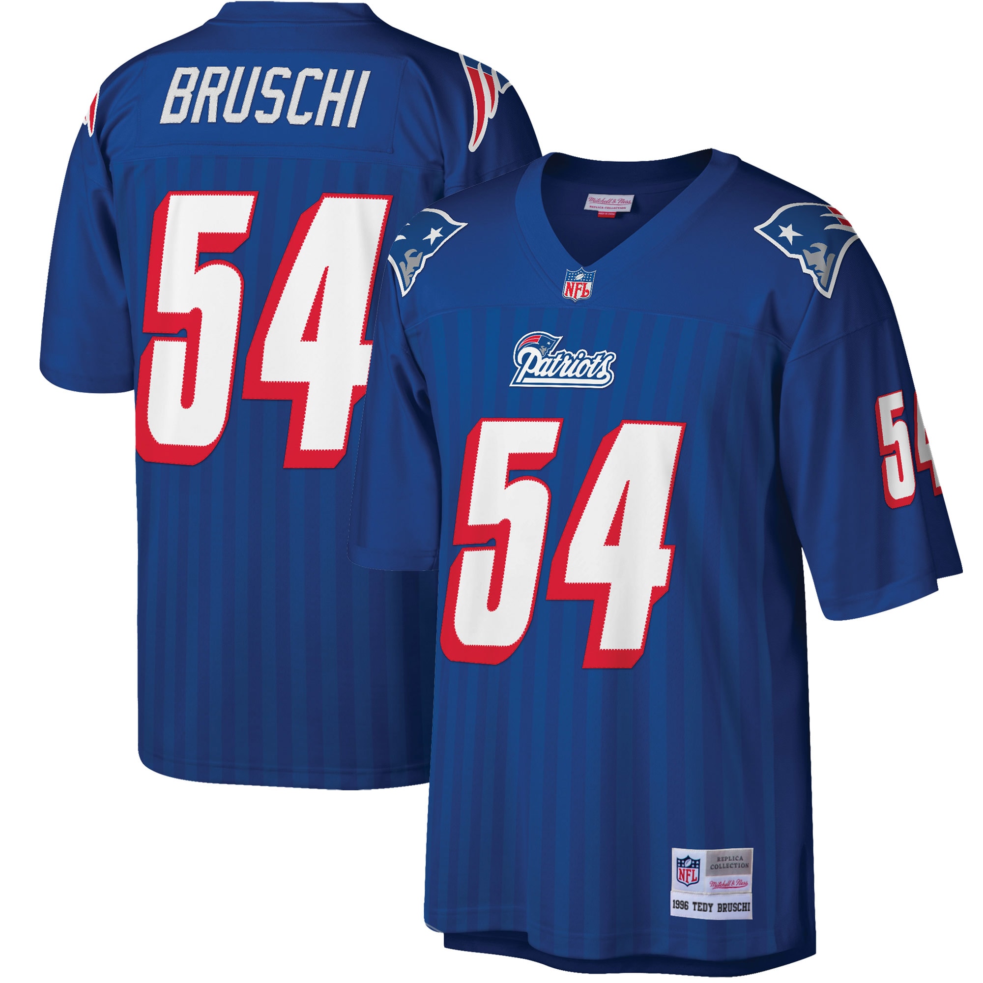 New England Patriots Tedy Bruschi Mitchell Ness Royal Big Tall 1996 Retired Player NFL Jersey Men's