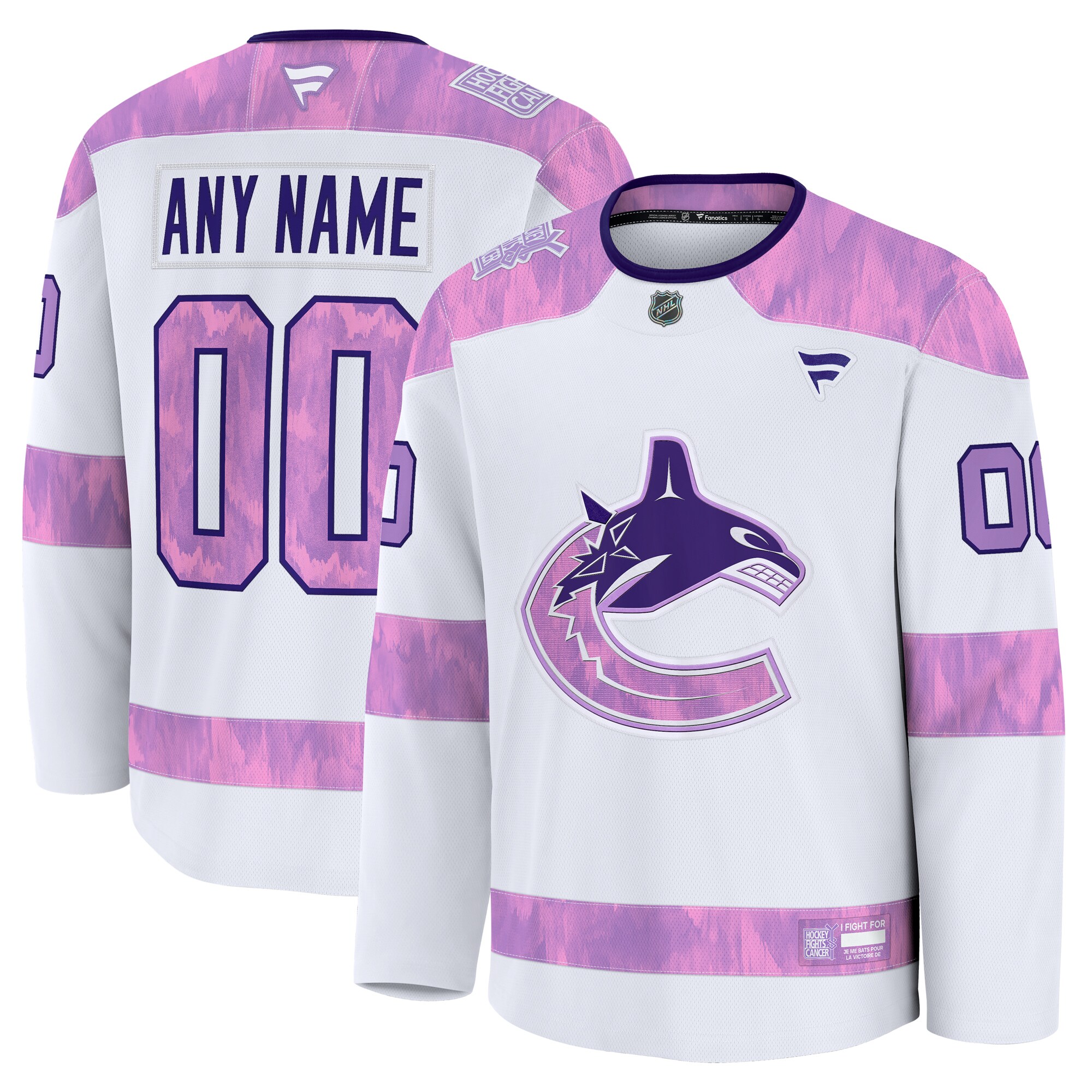 Vancouver Canucks White 2024 Fights Cancer Custom Practice NHL Jersey Men's