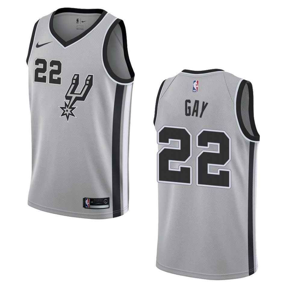 San Antonio Spurs 22 Rudy Gay Statement Swingman Silver NBA Jersey Men's