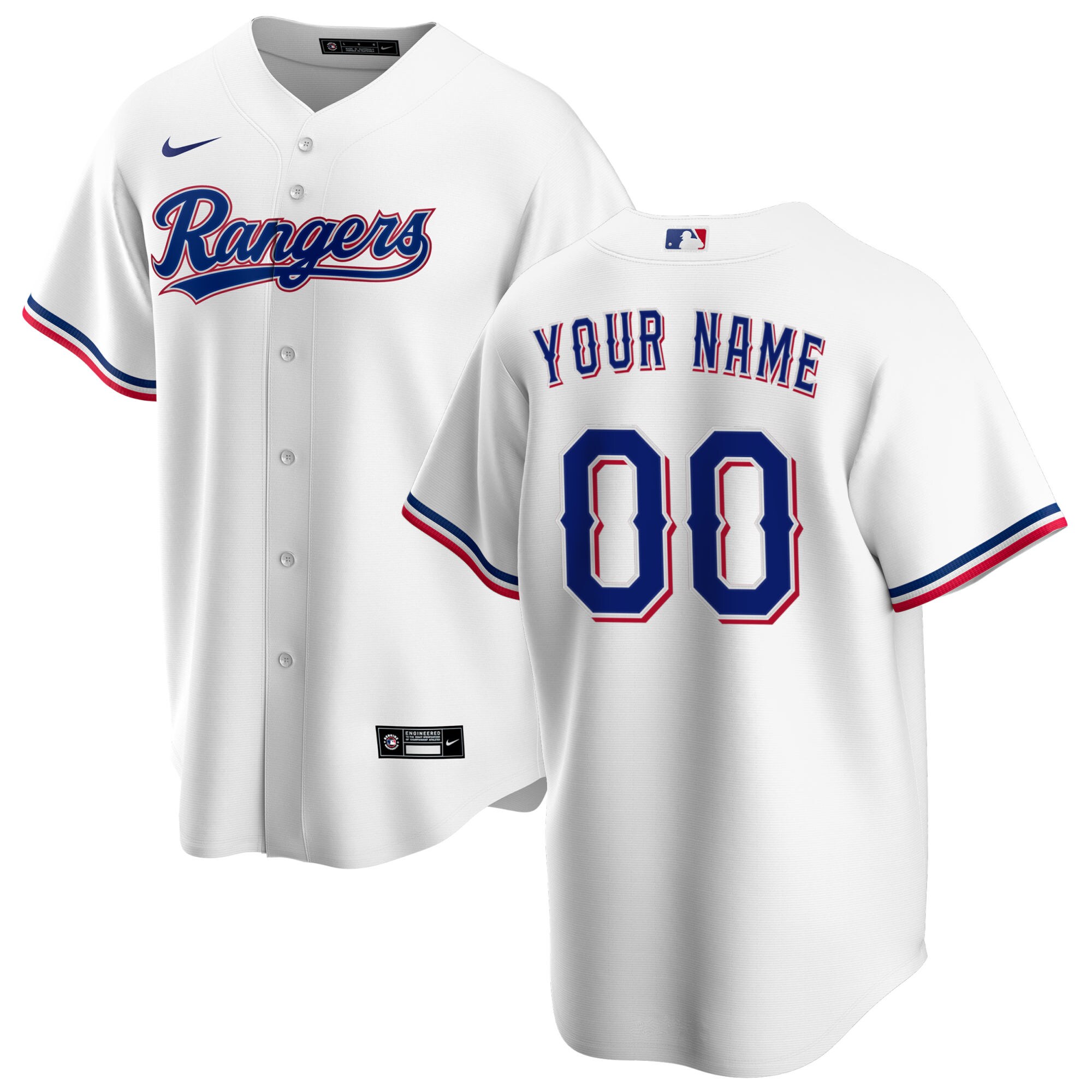 Texas Rangers White Home Custom MLB Jersey Men's