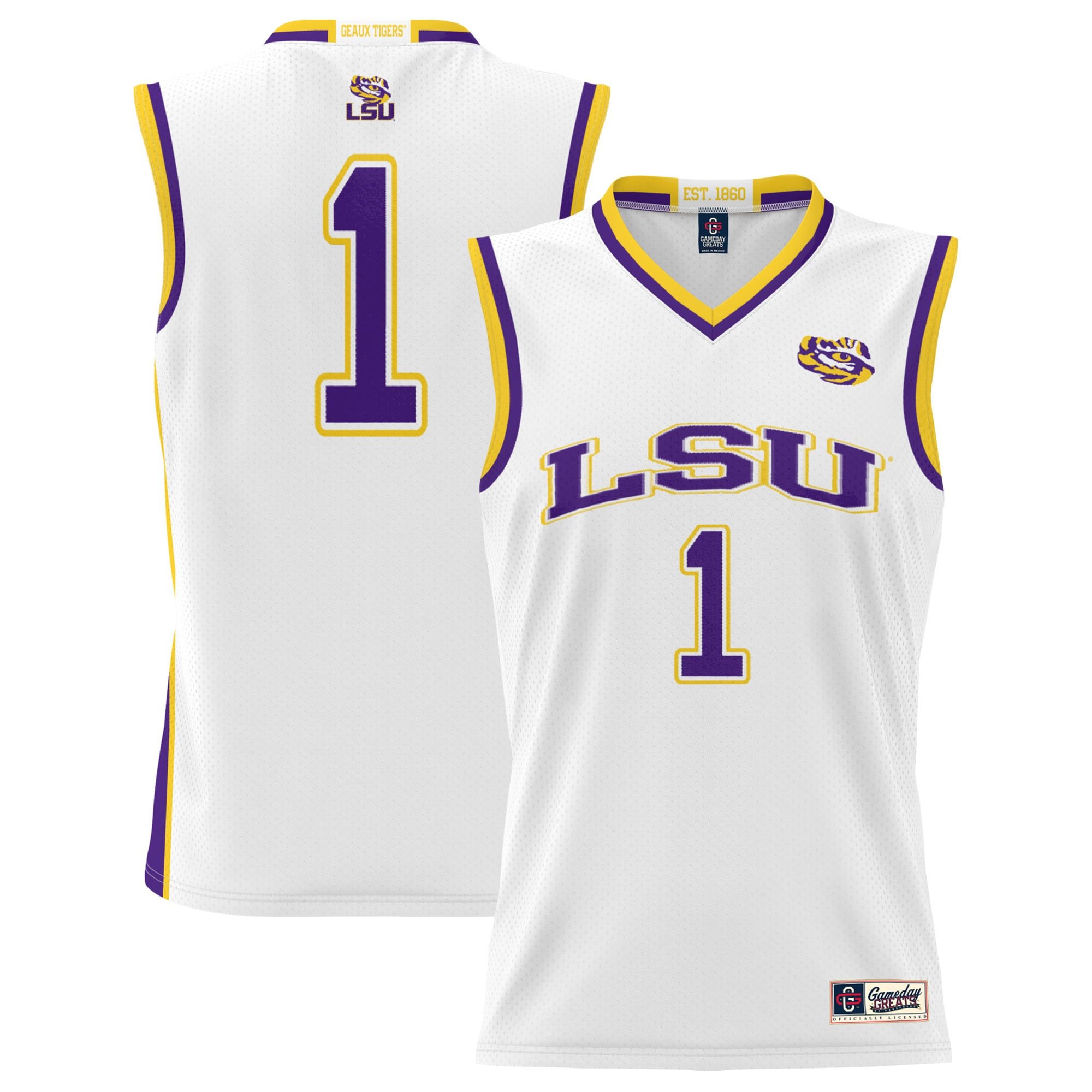 LSU Tigers ProSphere White #1 NCAA Jersey Men's
