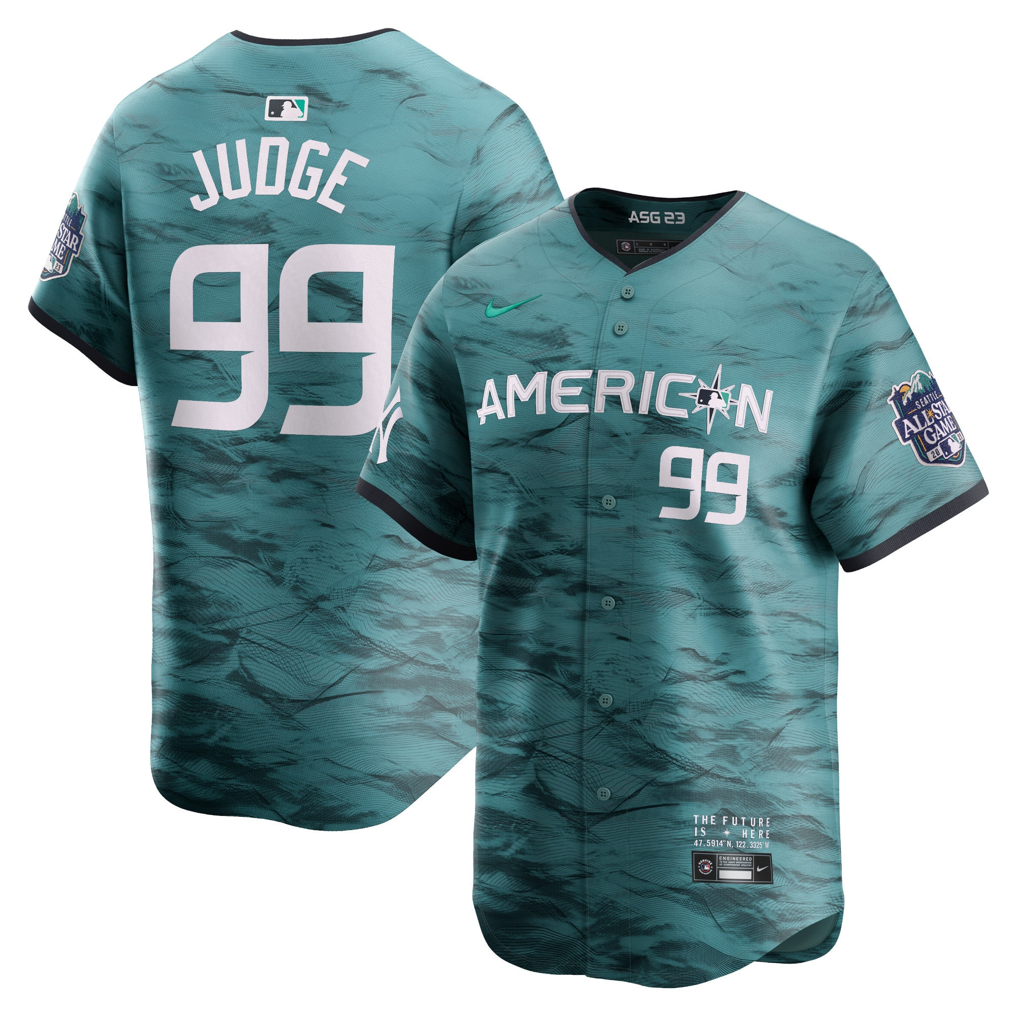 Aaron Judge 99 American League 2023 All Star Game Limited Teal MLB Jersey Men's