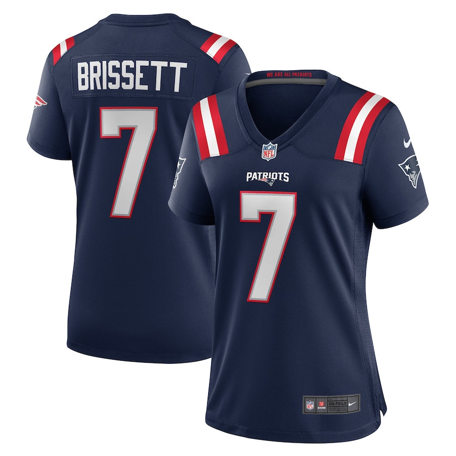 Jacoby Brissett 7 New England Patriots Team Game Navy NFL Jersey Women's