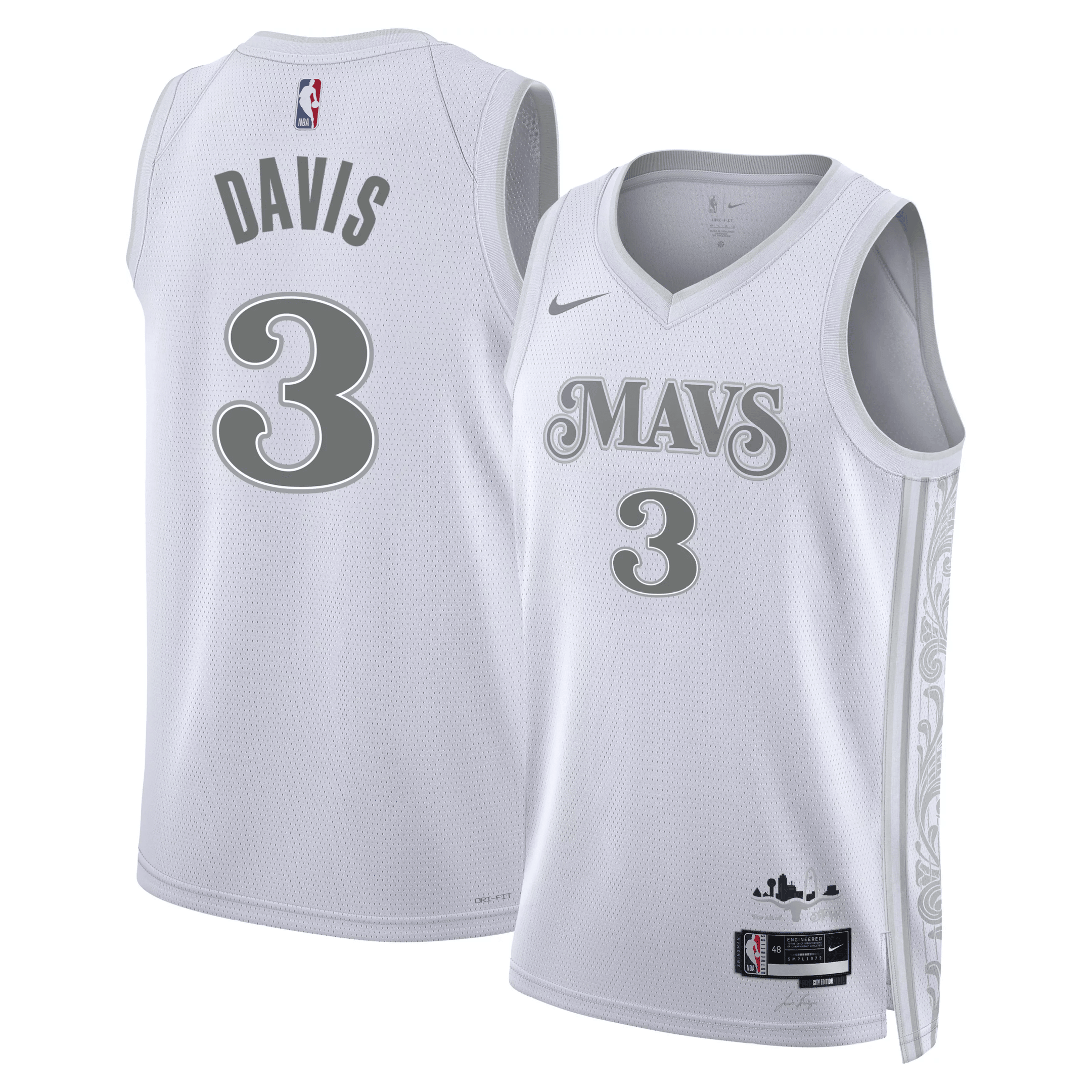 Anthony Davis 3 Dallas Mavericks 2024/25 City Edition Swingman White NBA Jersey Men's