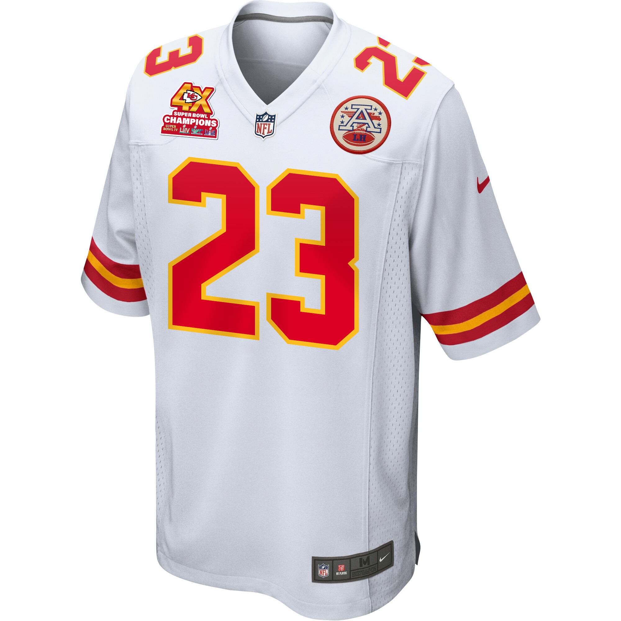 Drue Tranquill 23 Kansas City Chiefs Super Bowl LVIII Champions 4X Game White NFL Jersey Men's