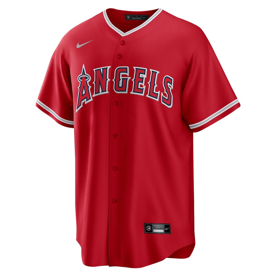 Shohei Ohtani 17 Los Angeles Angels Signed Name 2023 Alternate Player Red MLB Jersey Men's