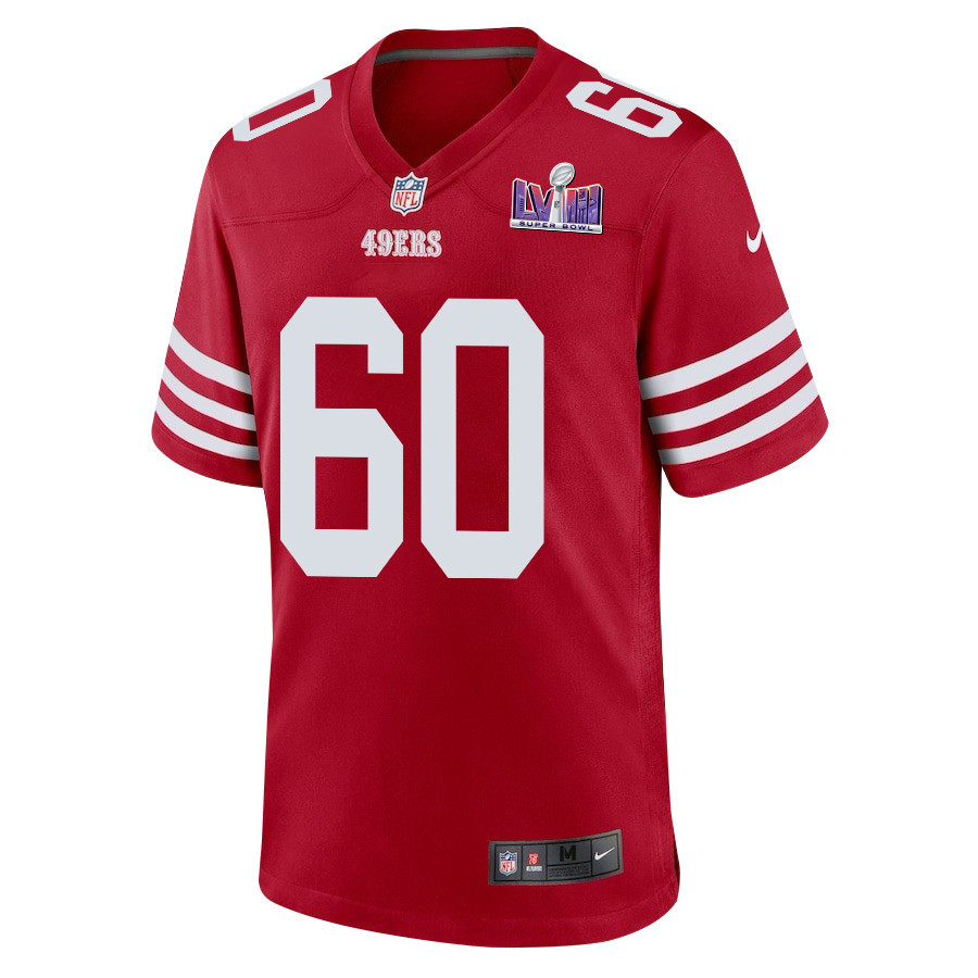 Ilm Manning 60 San Francisco 49ers Super Bowl LVIII Patch Game Scarlet NFL Jersey Men's