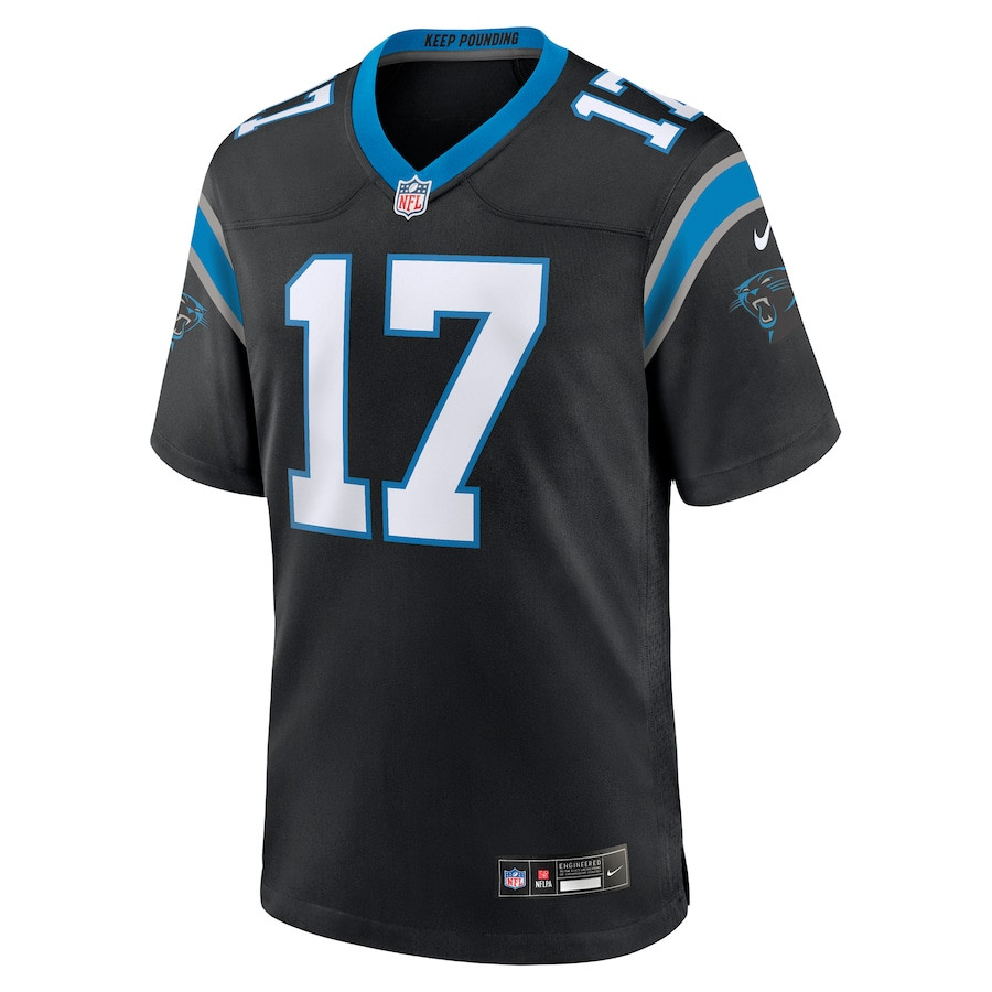 Xavier Legette 17 Carolina Panthers Team Game Black NFL Jersey Men's