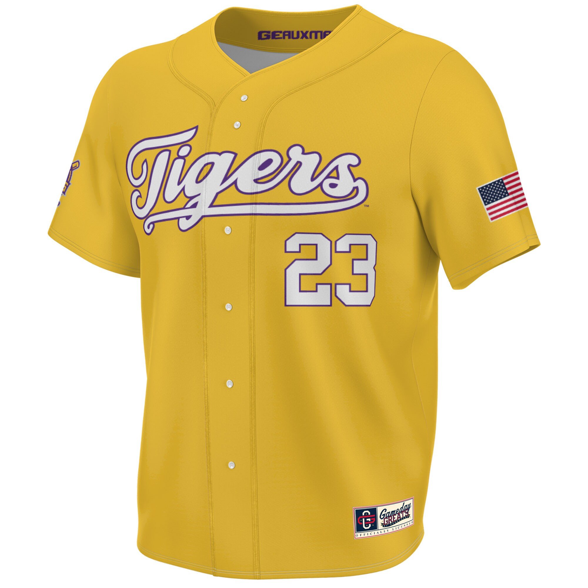 LSU Tigers 2023 World Series Champions Gold #23 NCAA Jersey Men's
