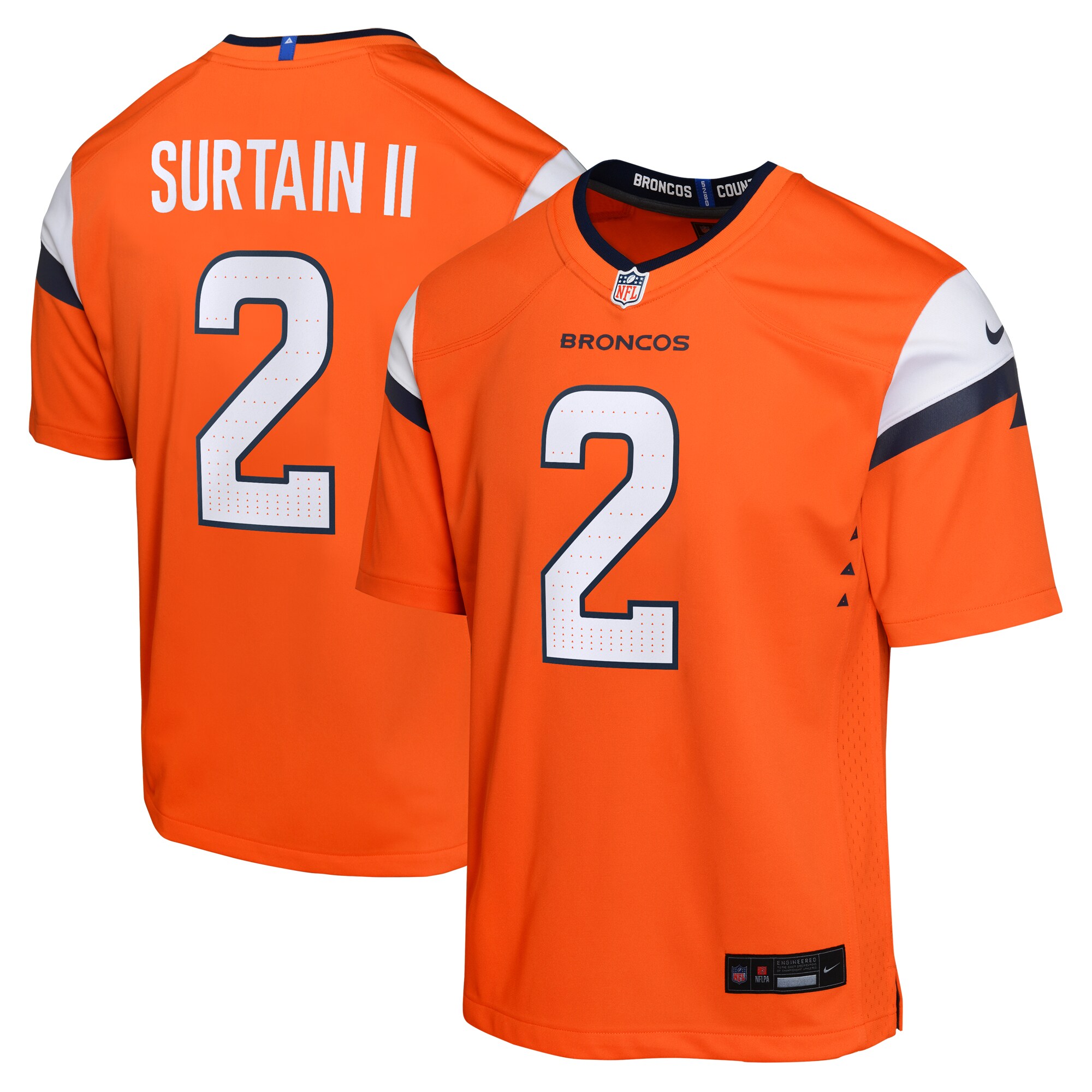 Denver Broncos Patrick Surtain II Orange Mile High Collection Game NFL Jersey Youth