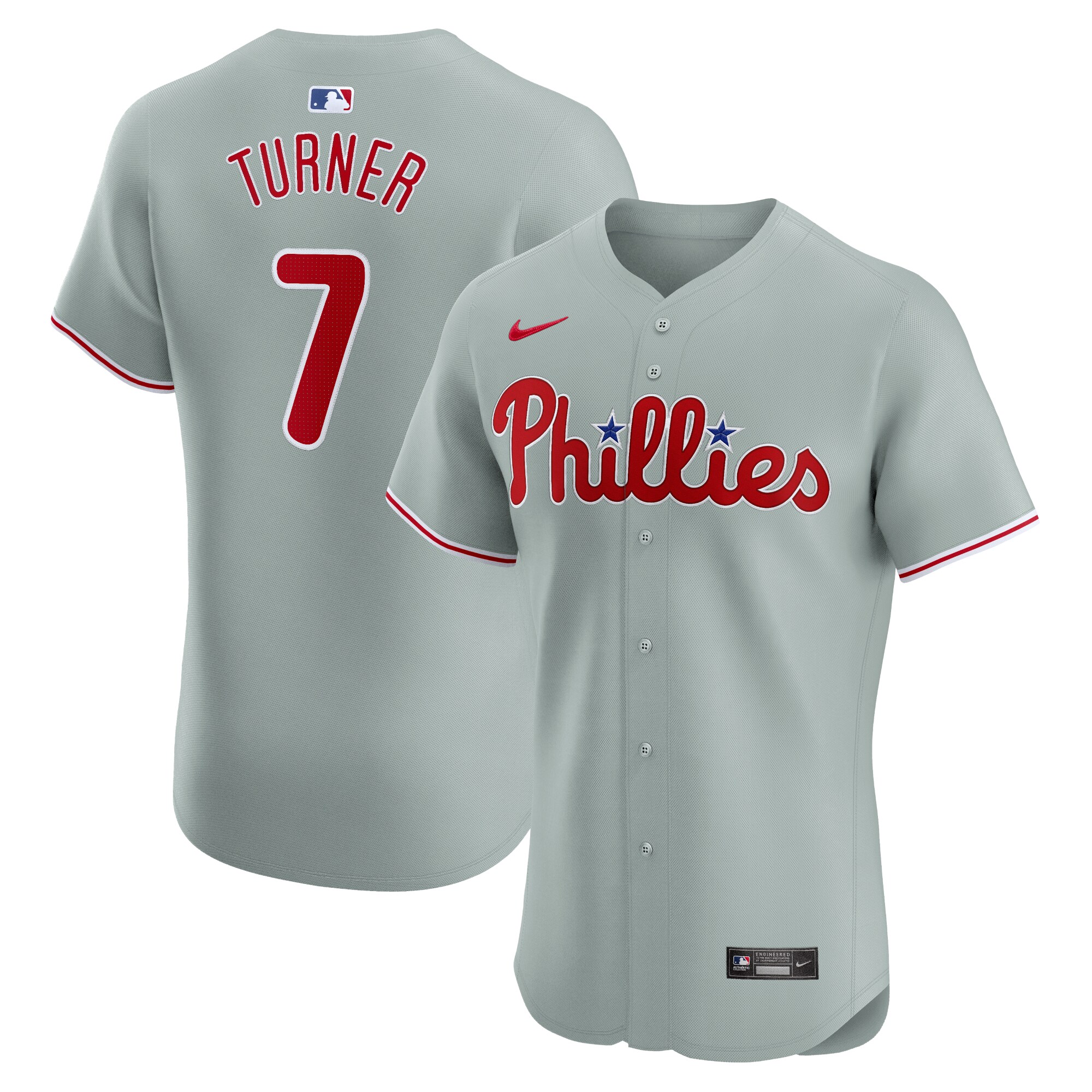 Philadelphia Phillies Trea Turner Gray Road Elite Player MLB Jersey Men's