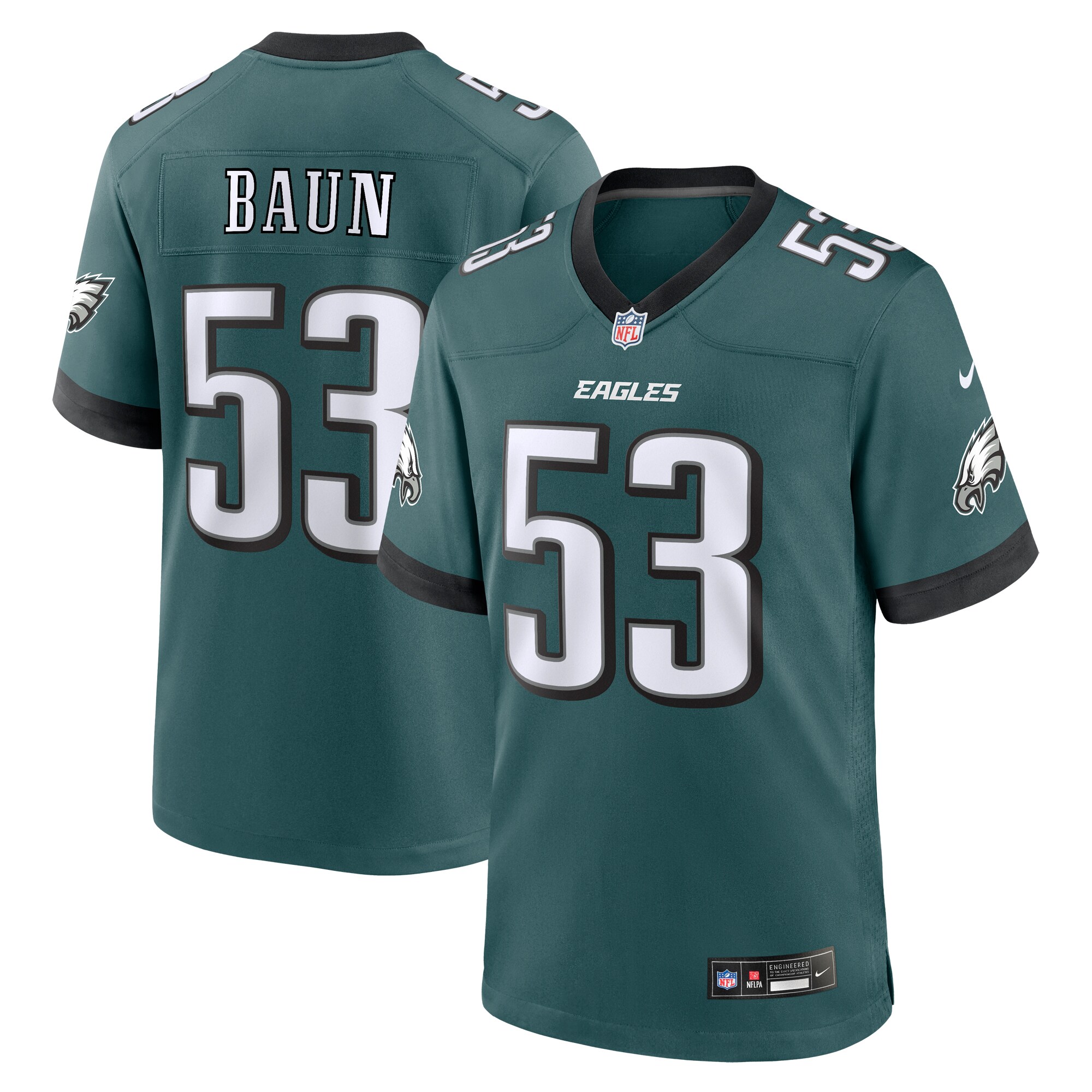 Philadelphia Eagles Zack Baun Midnight Green Game NFL Jersey Men's