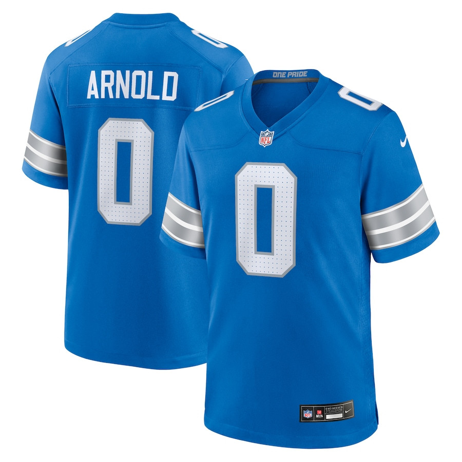 Terrion Arnold 0 Detroit Lions Player Game Blue NFL Jersey Men's