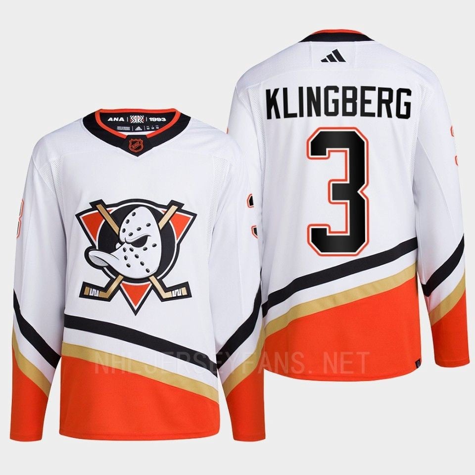 Anaheim Ducks 2022 Reverse Retro 2.0 John Klingberg 3 White Primegreen NHL Jersey Men's