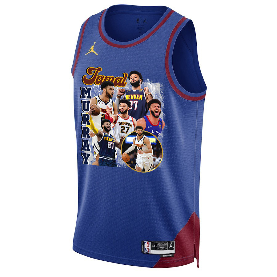 Jamal Murray 27 Denver Nuggets Playmaking Maestro 2023 Champions Swingman Blue NBA Jersey Men's