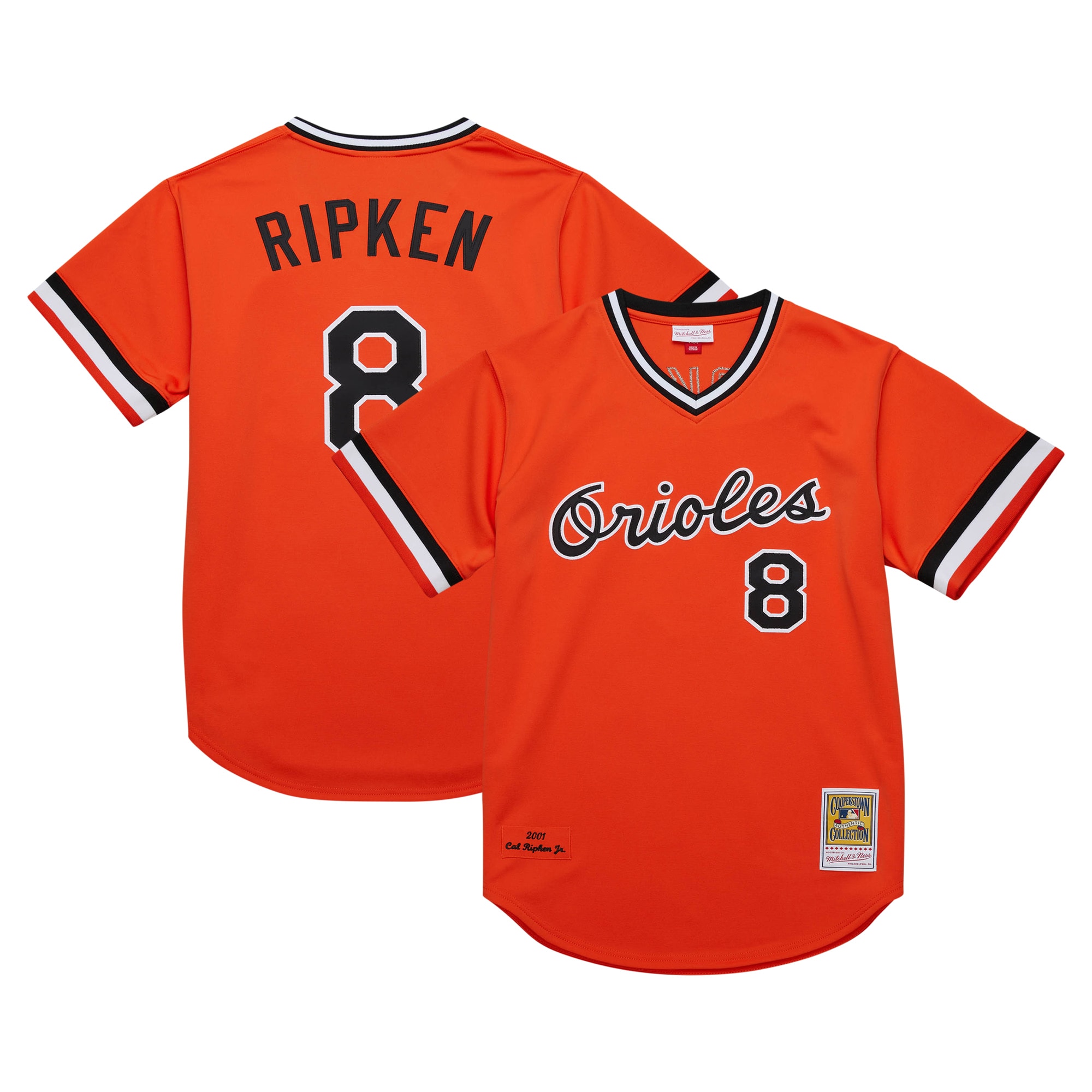 Baltimore Orioles Cal Ripken Jr. Mitchell Ness Orange 2001 Cooperstown Collection Throwback MLB Jersey Men's