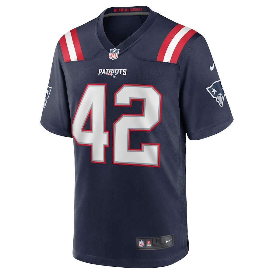 J.J. Taylor 42 New England Patriots Team Game Navy NFL Jersey Men's