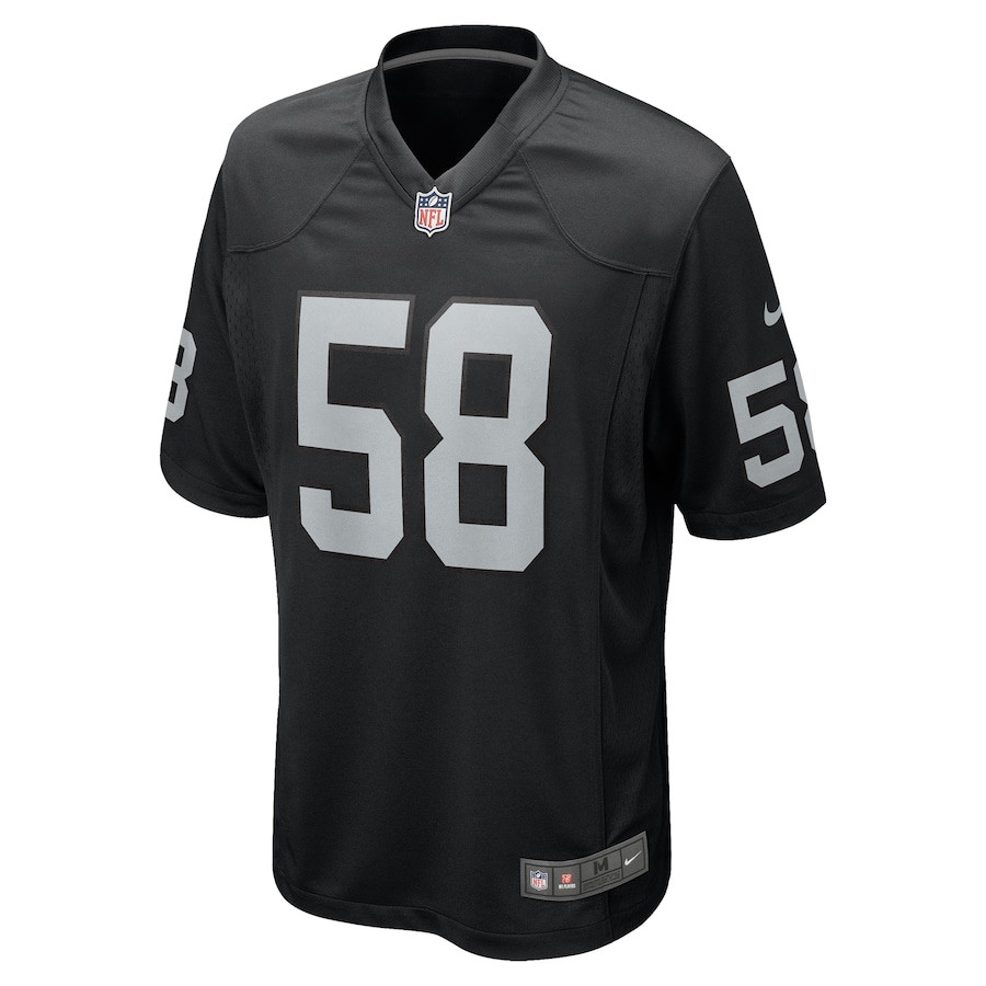 Jackson Powers-Johnson 58 Las Vegas Raiders Team Game Black NFL Jersey Men's