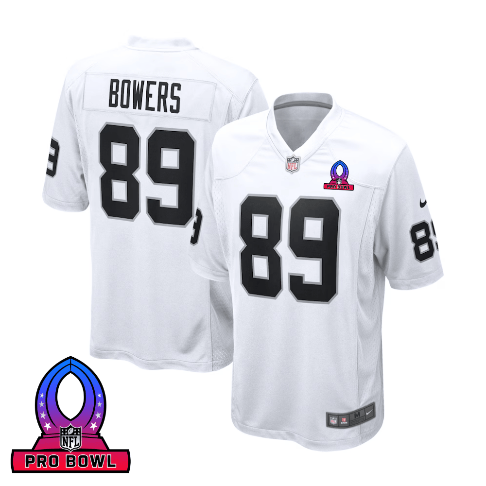 Brock Bowers 89 Las Vegas Raiders 2025 Pro Bowl Patch Game White NFL Jersey Men's