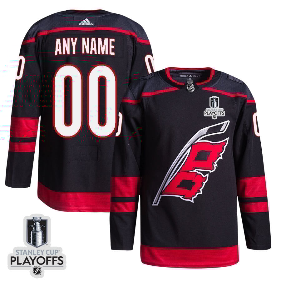 Carolina Hurricanes 2024 Playoffs Patch Home Custom Black NHL Jersey Men's