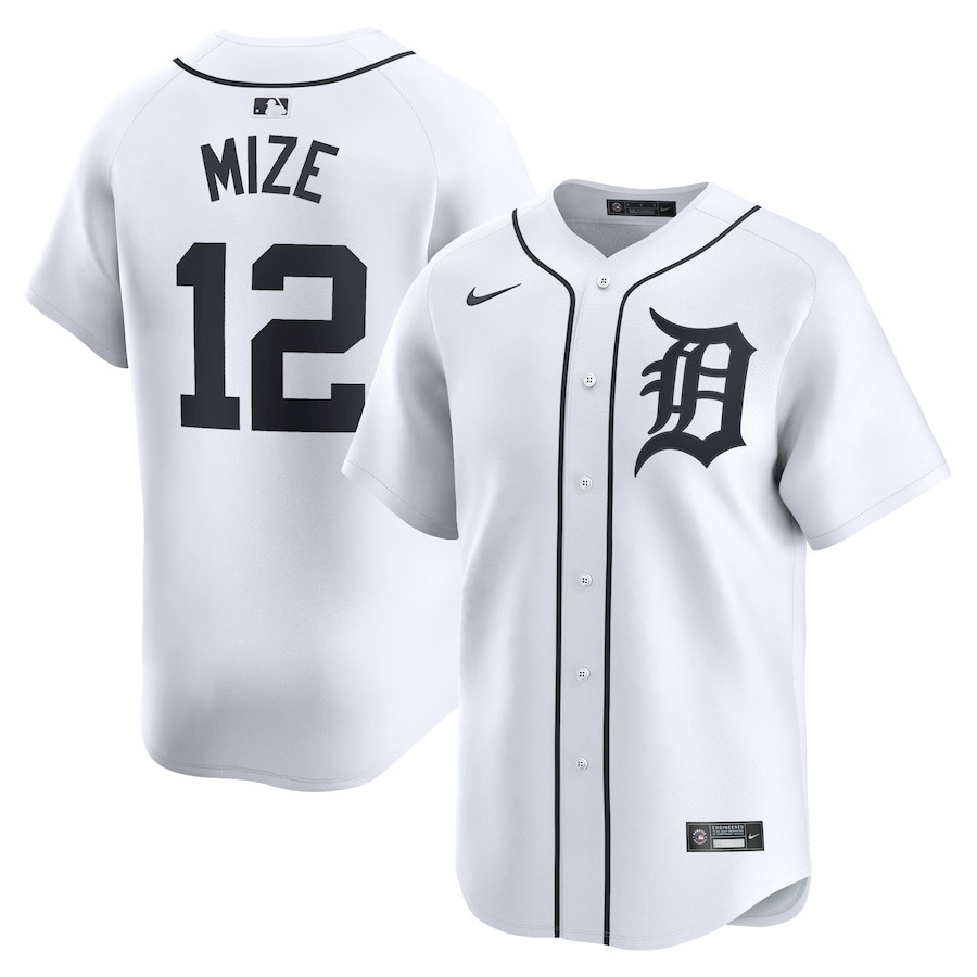 Casey Mize 12 Detroit Tigers Home Limited Player White MLB Jersey Men's