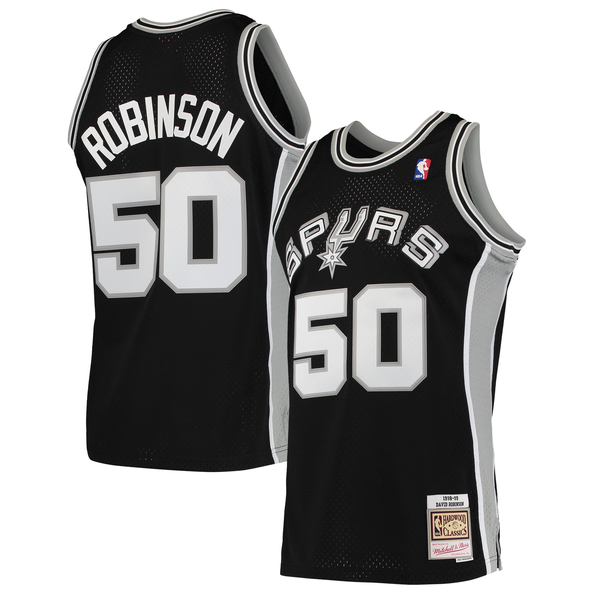 Mitchell Ness David Robinson Black San Antonio Spurs Hardwood Classics 1998-99 Swingman NBA Jersey Men's