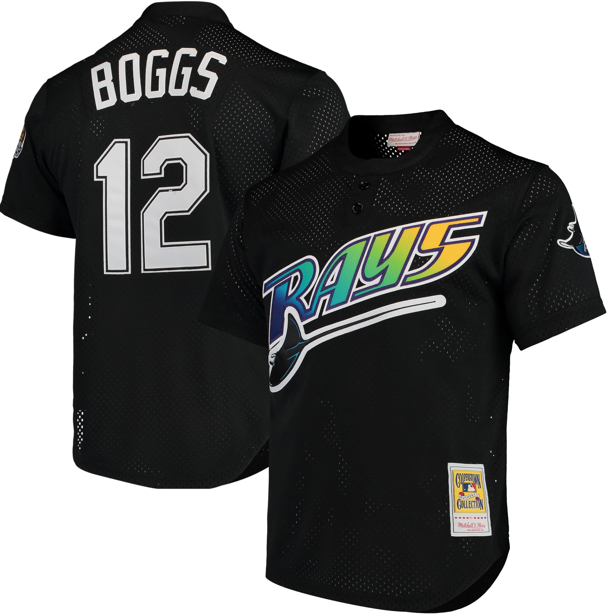 Tampa Bay Rays Wade Boggs Mitchell Ness Black Cooperstown 1991 Mesh Batting Practice MLB Jersey Men's