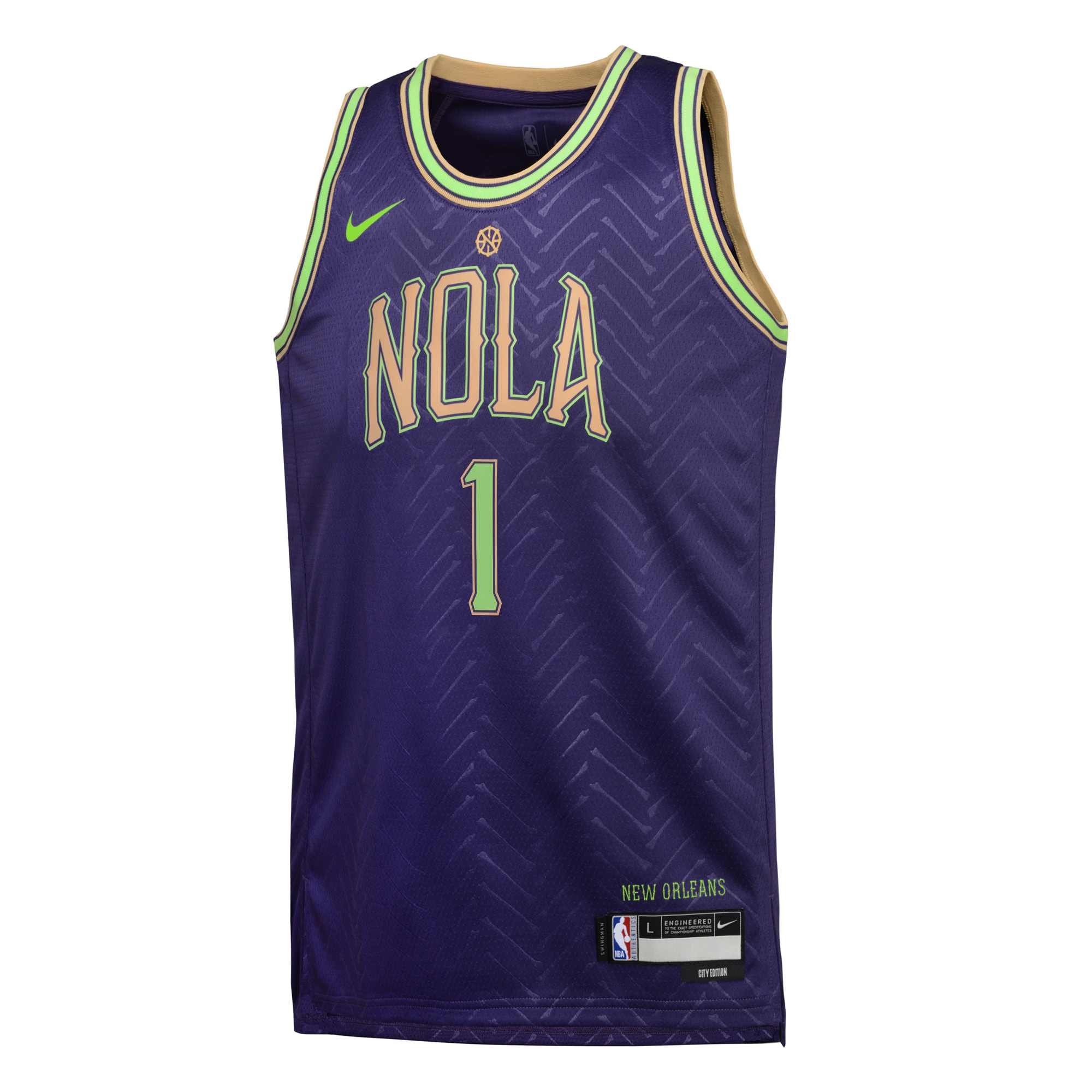 New Orleans Pelicans City Edition Swingman 2024 Purple Zion Williamso NBA Jersey Youth