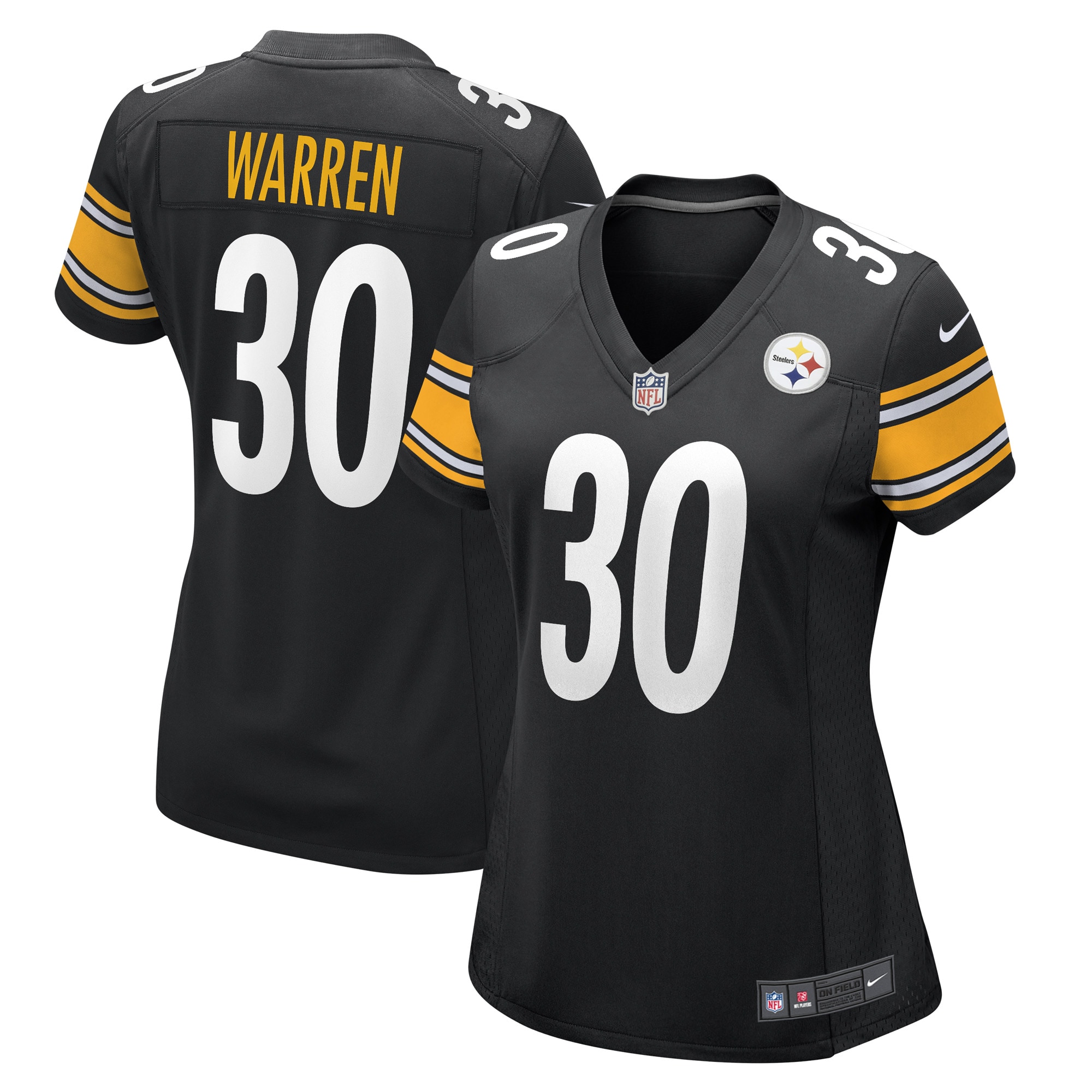 Pittsburgh Steelers Jaylen Warren Black Game Player NFL Jersey Women's