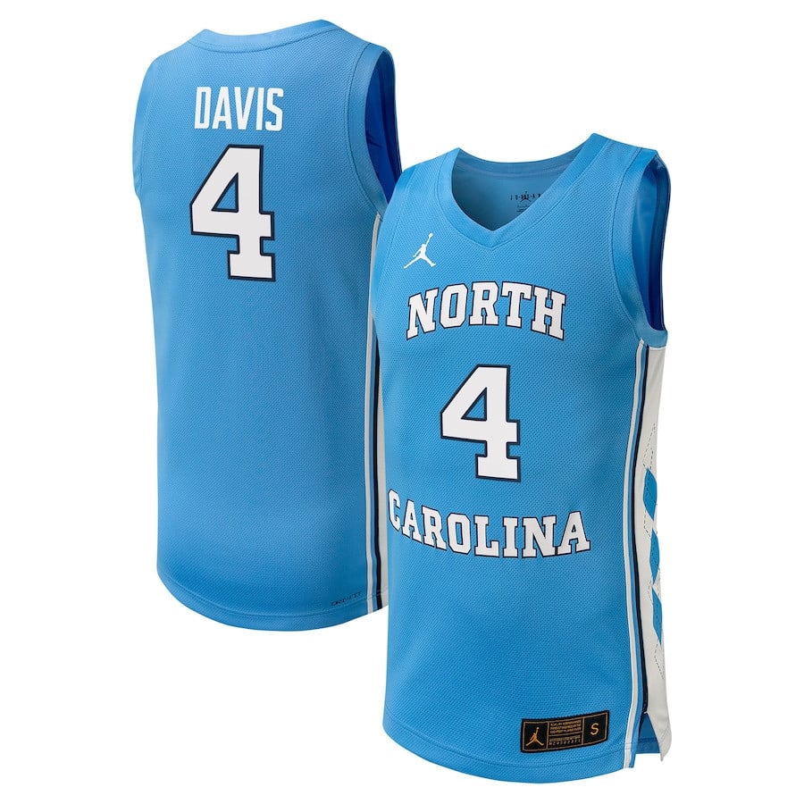 RJ Davis 4 North Carolina Tar Heels Jordan Carolina Blue NCAA Jersey Men's