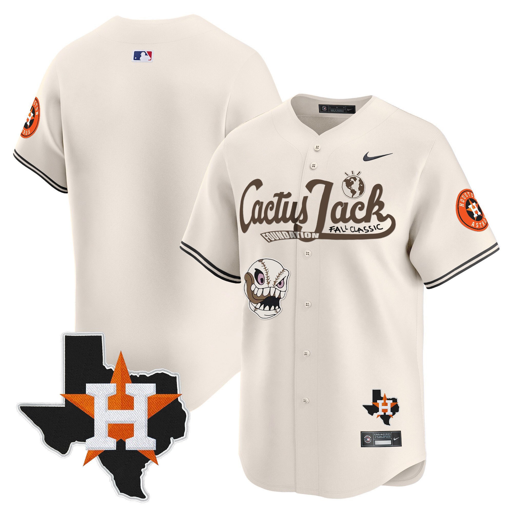 Alex Bregman 2 Houston Astros Cactus Jack Foundation Fall Classic Limited Cream MLB Jersey Men's