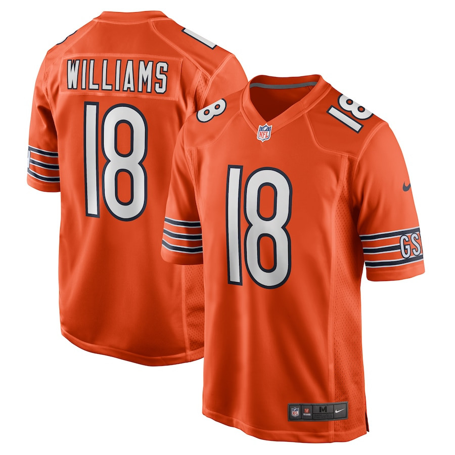 Caleb Williams 18 Chicago Bears Alternate 2024 Draft First Round Pick Player Game Orange NFL Jersey Men's